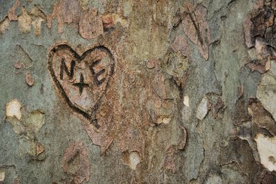 Close-up of heart shape on wood