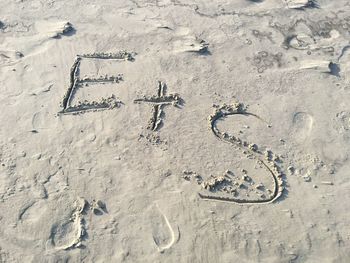 Text on sand at beach