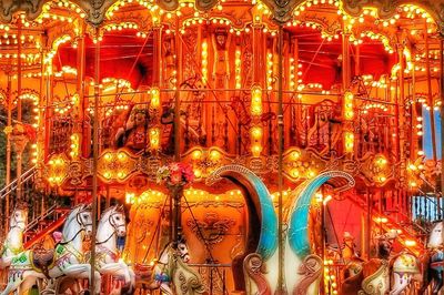 Illuminated lanterns hanging at night