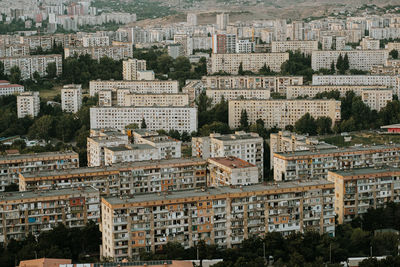 High angle view of buildings in ussr city
