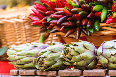 Close-up of vegetables for sale in market