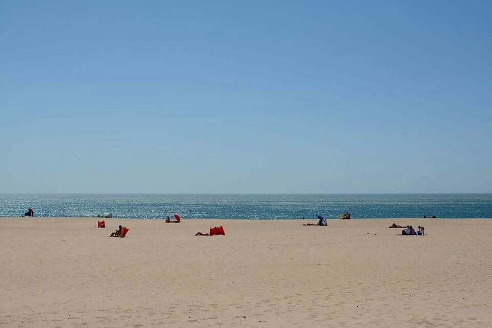 sea, beach, clear sky, water, copy space, horizon over water, blue, sand, large group of people, shore, tranquil scene, scenics, tranquility, vacations, beauty in nature, nature, leisure activity, summer, incidental people