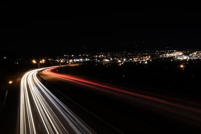 Light trails on highway at night