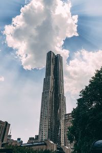 Low angle view of modern buildings against sky