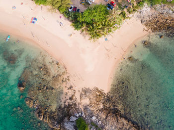 High angle view of people on beach