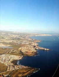 High angle view of city at waterfront