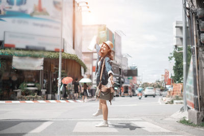 Woman on street in city