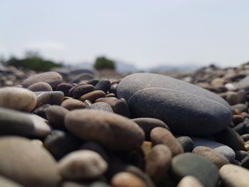 Close-up of pebbles on beach