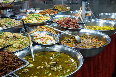 High angle view of food in restaurant