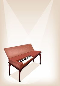 Close-up of piano against wall