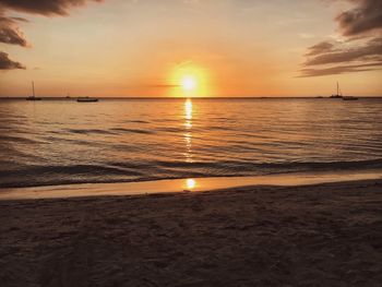 Scenic view of sea during sunset