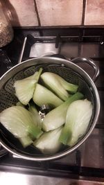 High angle view of fruits in bowl