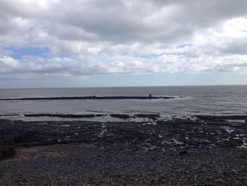 Scenic view of sea against cloudy sky