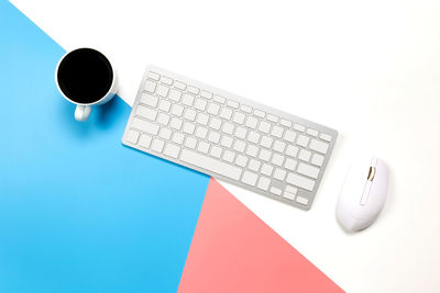 High angle view of computer keyboard on table