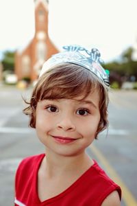 Close-up portrait of smiling girl