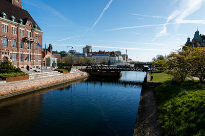 Bridge over river in city