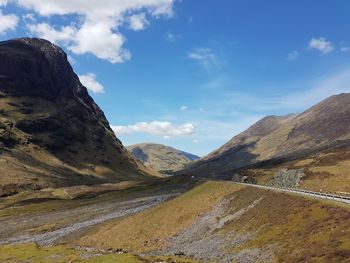 Scenic view of mountains against sky