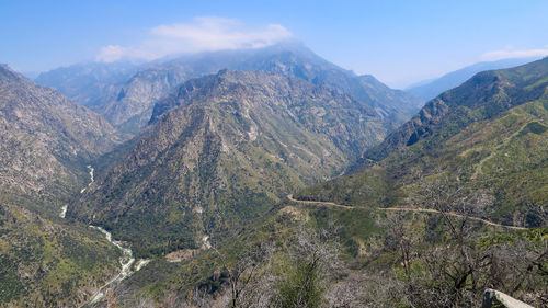 Scenic view of mountain range against sky