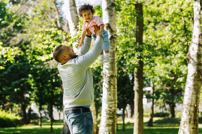 Father and son on tree