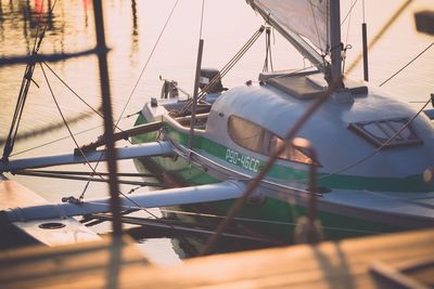 Boat moored at dock