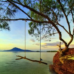 Scenic view of lake against sky