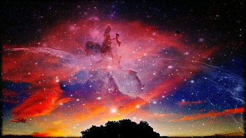 Low angle view of star field against star field