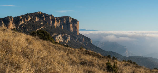 Scenic view of rocky mountains against sky