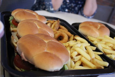 Close-up of burger on plate
