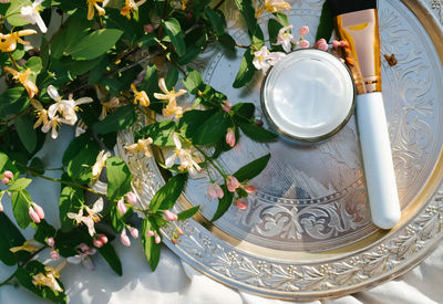 High angle view of food on table