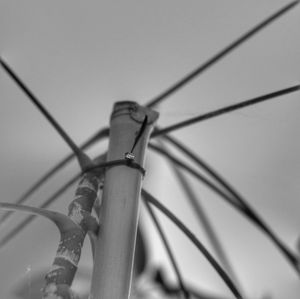 Low angle view of pole against sky