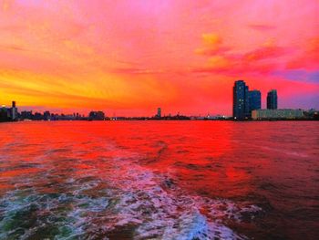 Scenic view of sea during sunset