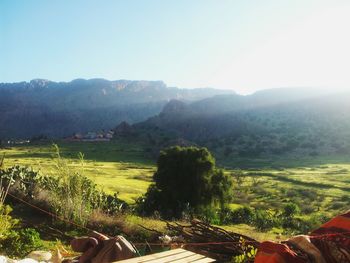 Scenic view of mountains against sky