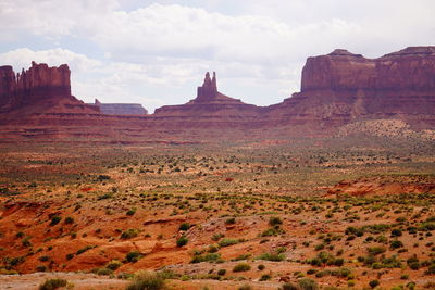 Scenic view of mountain against cloudy sky