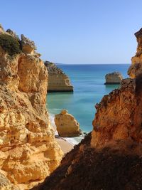 Scenic view of sea against clear sky