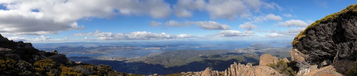 Panoramic view of mountains against sky