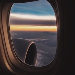 View of landscape through airplane window