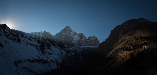 Scenic view of mountains against clear sky