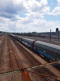 Railroad tracks against sky