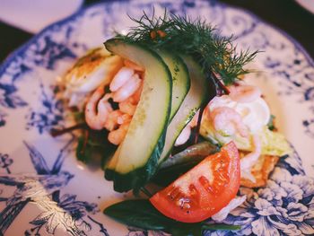 Close-up of shrimp salad in plate