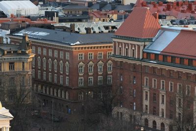 High angle shot of old buildings from helsinki