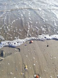 High angle view of surf on beach