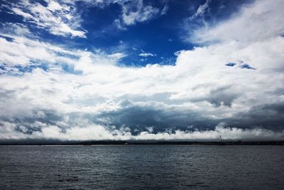 Scenic view of sea against cloudy sky