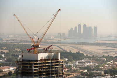 Nad al sheba bike track, dubai, uae dubai skyline from nad al sheba bicycle track road burj khalifa