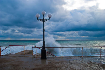 Scenic view of sea against cloudy sky