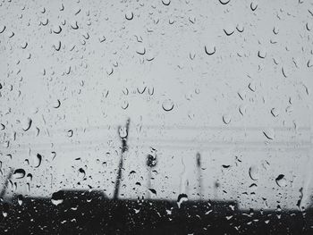 Full frame shot of wet glass window during rainy season