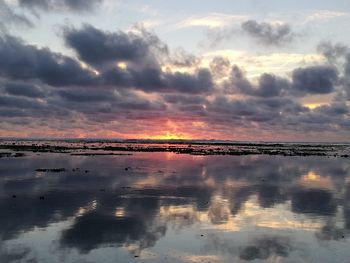 Scenic view of sea against sky at sunset