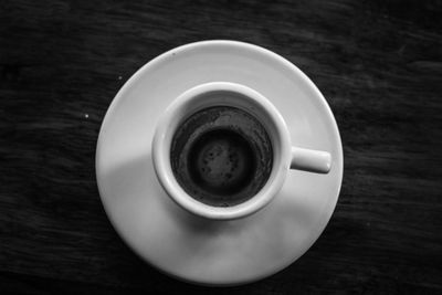 High angle view of coffee on table