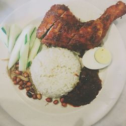 Close-up of meal served in plate