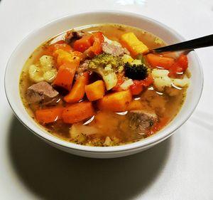 Close-up of soup in bowl