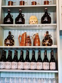 Various bottles on display at store